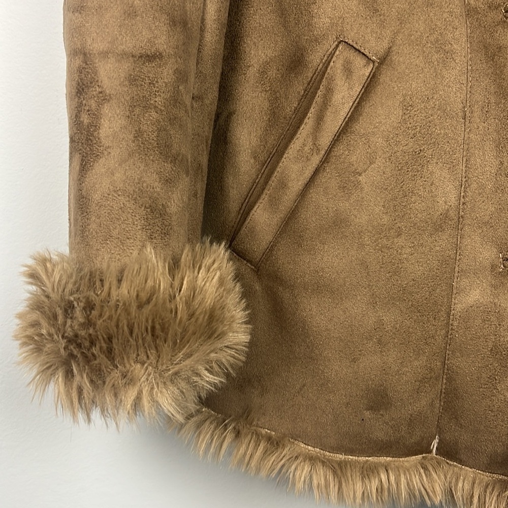 Anne Klein vintage faux fur lined faux suede penny lane style coat size medium - Picture 6 of 12